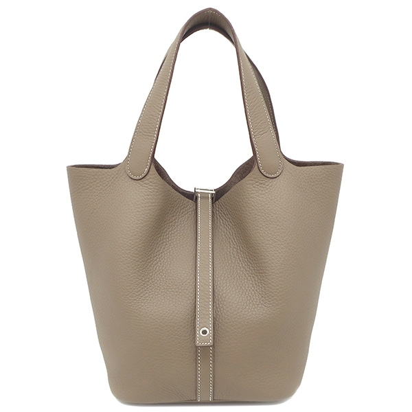 エルメス HERMES ハンドバッグ ピコタンロックMM トリヨンクレマンス エトゥープ シルバー金具 新品 未使用 グレージュ W刻印（2024年製） 【箱】【中古】