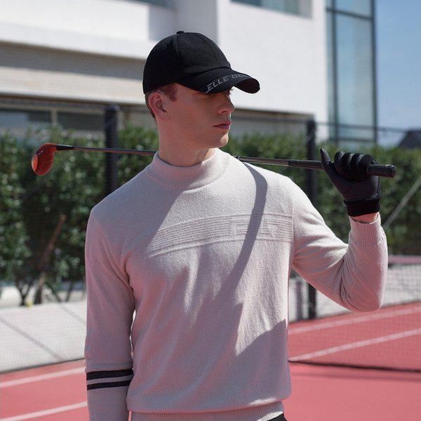 男性ウール混紡モックネックセーター6K73451