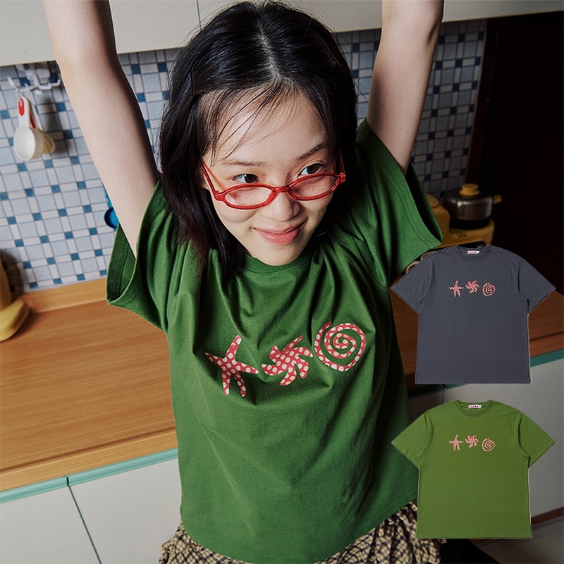 DOODLE T SHIRT - CHARCOAL, GREEN