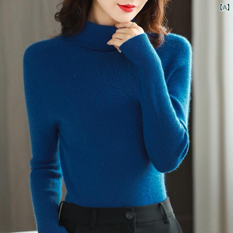 タートルネック レディース 冬 ウール 韓国 スリムフィット プルオーバー 長袖 大きいサイズ 柔らかい 白 黒 青 シンプル 無地 カジュアル 普段使い きれいめ デート 暖かい 通気性