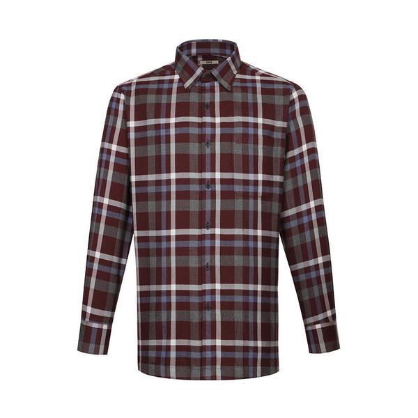 起毛ポリ混紡イージーケアミディアムチェックシャツ レギュラーフィット__DKW2SHCL434R1