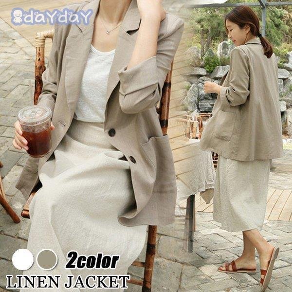 ブレザー スーツ スーツジャケット レディース 秋新作 長袖ブレザー 無地リネンスーツ 40代 カジ