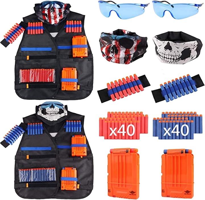 タクティカルベストキット NERF ナーフ アクセサリー 子供 男の子 大容量 バトルゲーム サバゲ― レッド ブルー 二人分