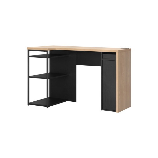 SDKL-1125ナチュラル/ブラック 収納付きデスク メーカー直送