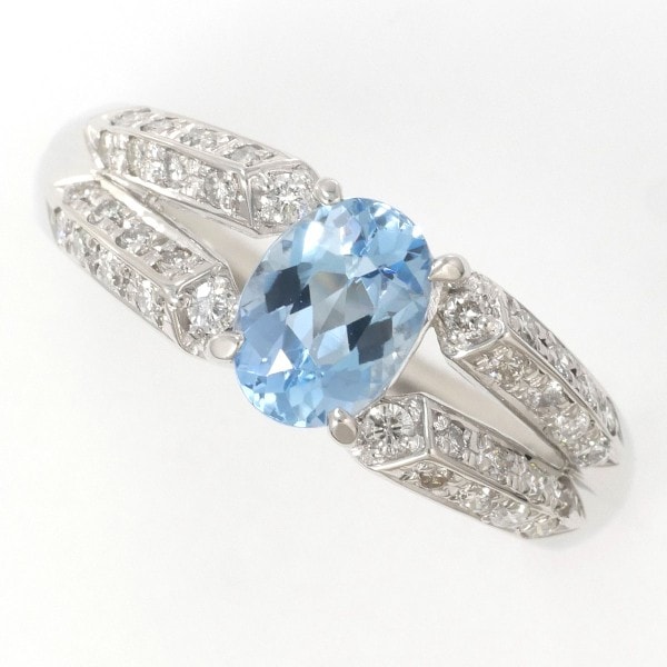 PT900 プラチナ リング 10.5号 ブルートパーズ 0.70 ダイヤ 0.31 中古