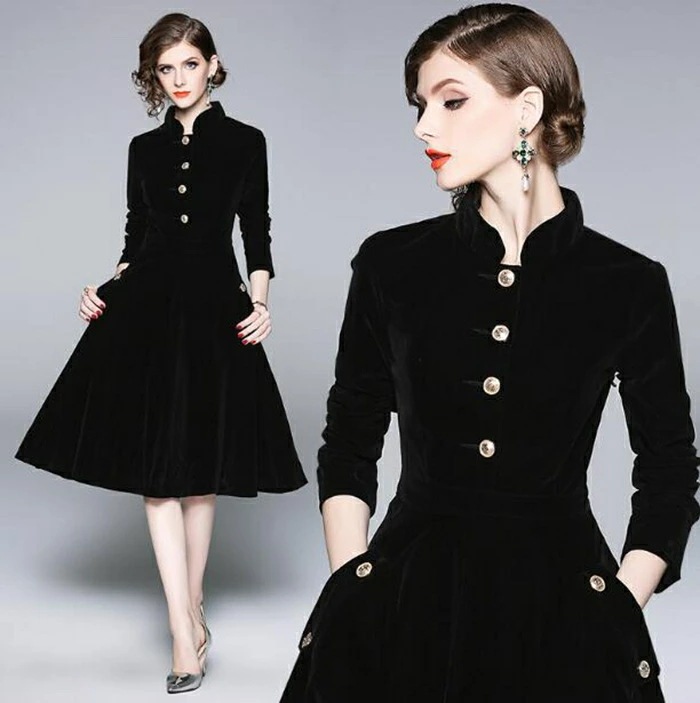 【即納】パーティードレス 結婚式 ワンピース 膝丈 シャツワンピース 詰襟 結婚式 卒業式 入学式 二次会 披露宴 謝恩会 お呼ばれ 袖あり 大きいサイズ ワンピース フォーマルドレス ドレス フォー