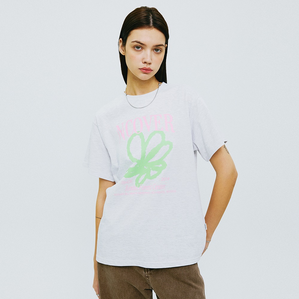 PAINTING FLOWER TSHIRT-GREY