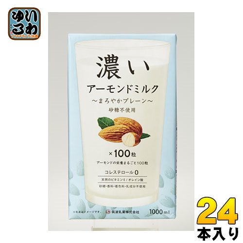 筑波乳業 濃いアーモンドミルク まろやかプレーン 1L 紙パック 24本 (12本入×2 まとめ買い)