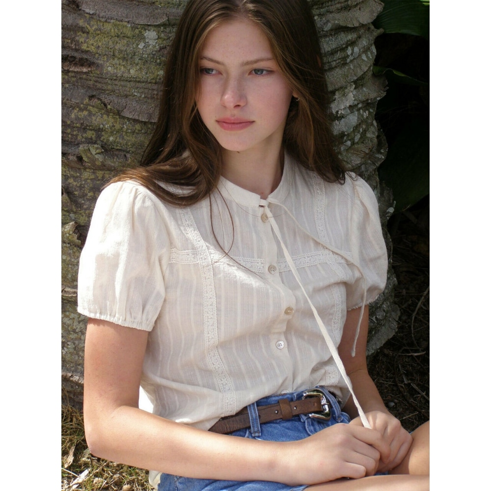 レターフロムムーンモナタレースリボンブラウス（2色）