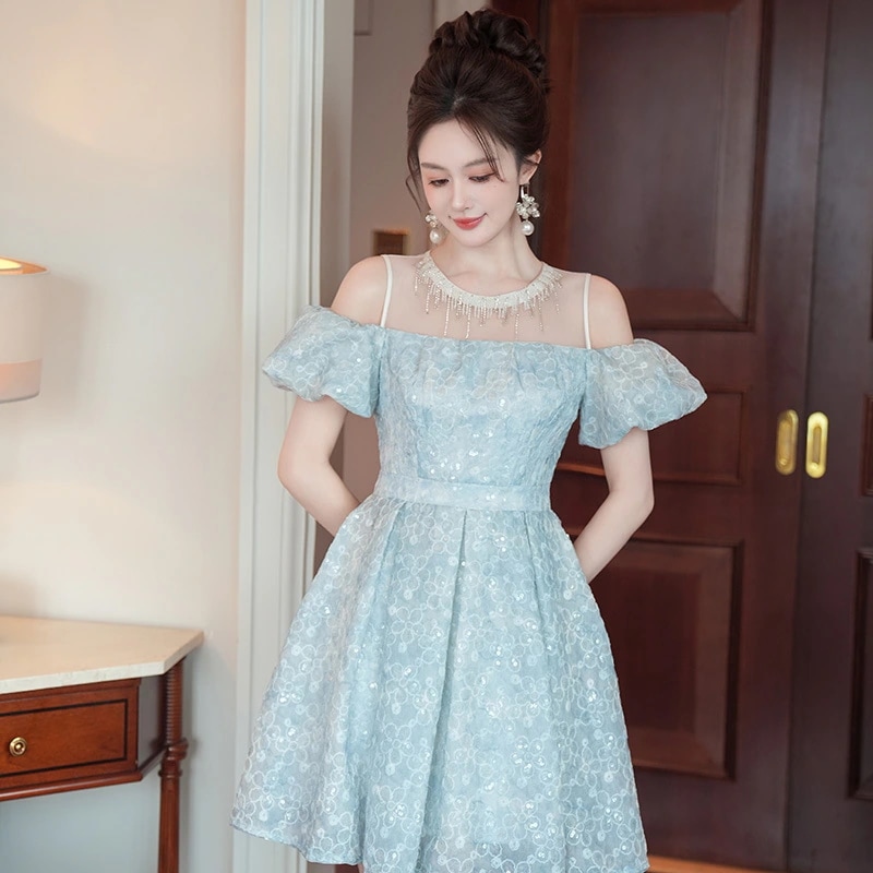 パーティードレス 気質着痩せ ショート ワンピース ウエスト引き締めお呼ばれドレスパーティー フォーマルキャバ 大人 同窓会 披露宴 卒業式 結婚式 演奏会 ウェディング