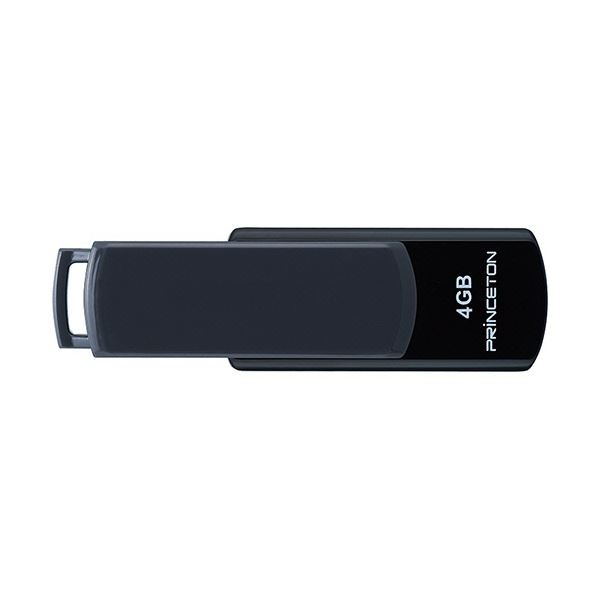 （まとめ）プリンストン USBフラッシュメモリー回転式キャップレス 4GB グレー/ブラック PFU-T3UT/4GA 1個[x10セット]
