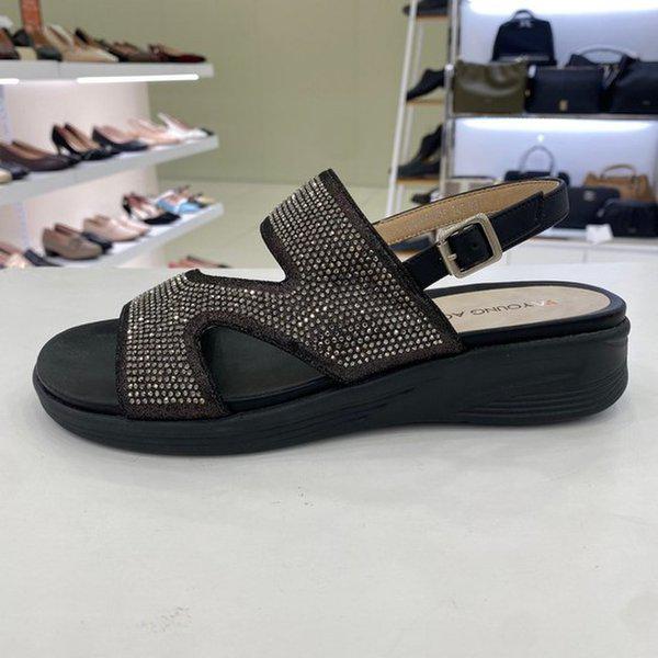 女性軽量キュービックサンダル YAEMDS813BK HFGH4B GN_GN