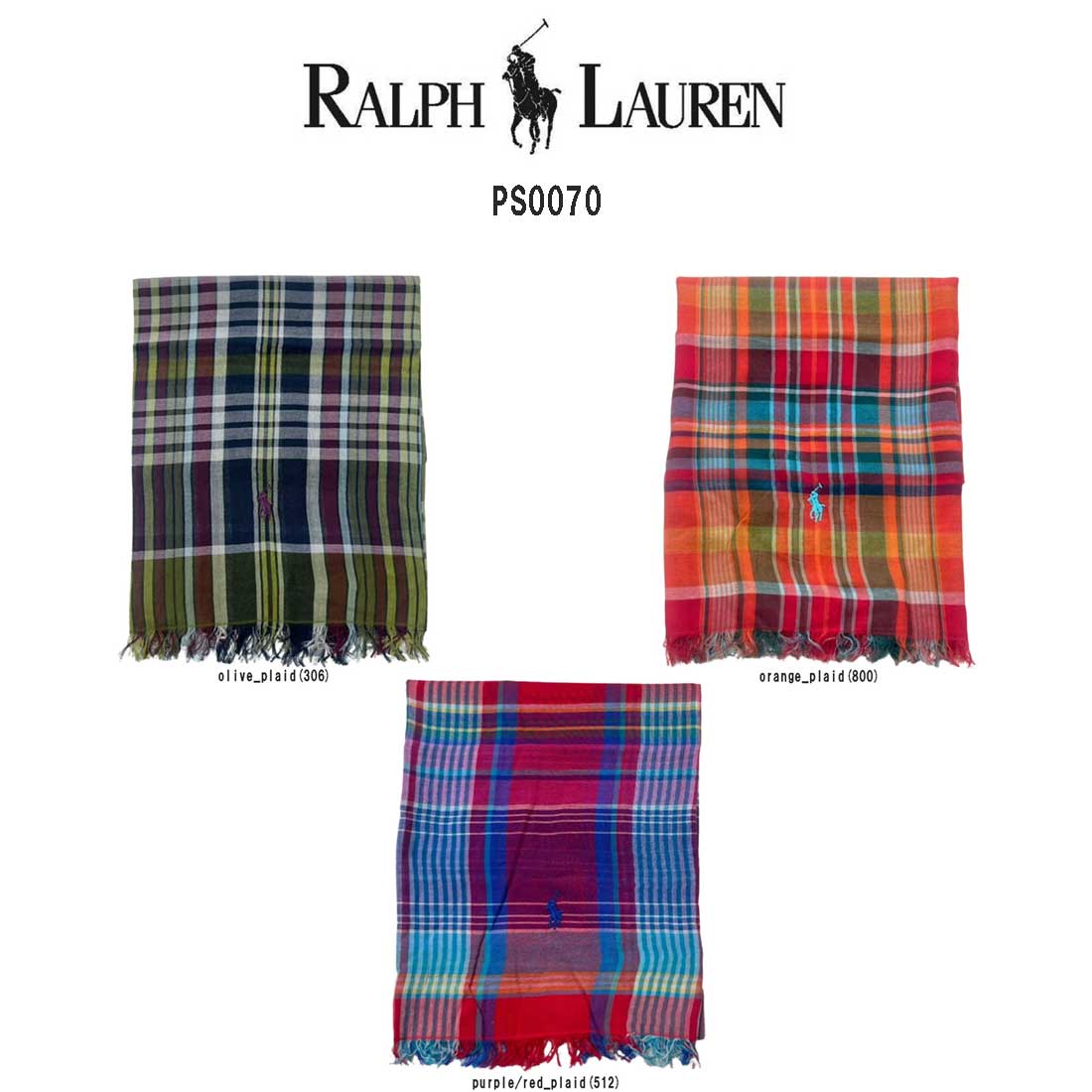POLO RALPH LAUREN ストール スカーフ 薄手 大判 小物 アクセサリー チェック リバーシブル ユニセックス saranac madras PS0070
