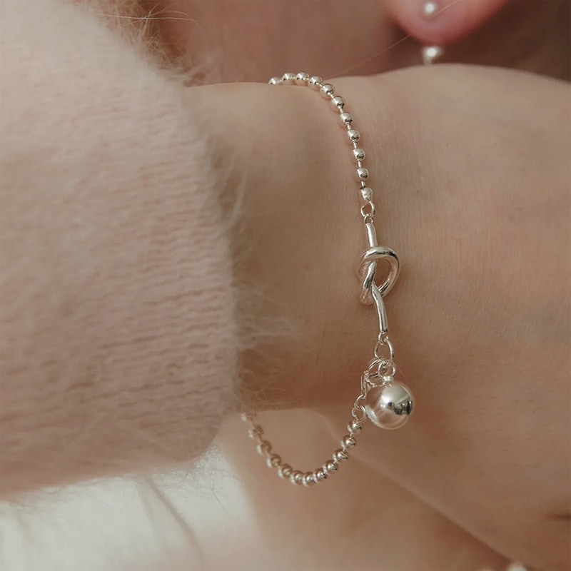 (シルバー925) ノット デッキ ボール チェーン ブレスレット／Knot Deck