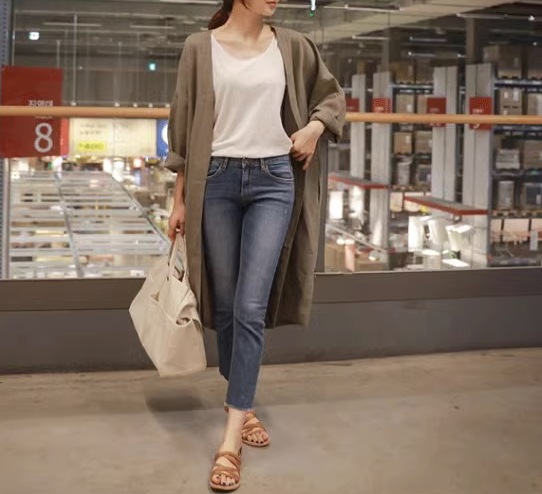 トップス カーディガン 前開き 襟なし 長袖 レギュラースリーブ ポケット 薄手 ゆったり ミディアム丈 袖あり 伸縮性 綿 異素材MIX かわいい 大人可愛い きれいめ シンプル カジュアル 大人 4,662円