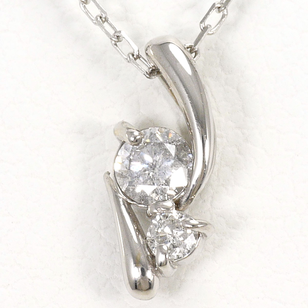 K10 10金 WG ホワイトゴールド ネックレス ダイヤモンド 0.15 ct 総重量約0.8g 約42cm 中古