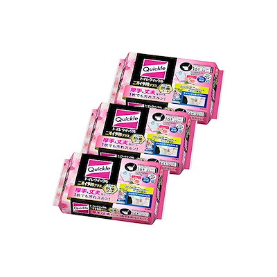 他サイト： クイックル【まとめ買い】トイレクイックルニオイ予防プラスローズ替え16枚×3個 ワイプの商品画像