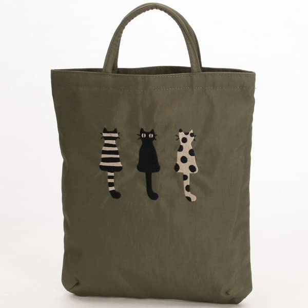 [アツコ・マタノ] 【高さ35×幅30cm】刺繍バッグ（仲良し猫）（レディース）（ATSUKO MATANO） カーキ フリー