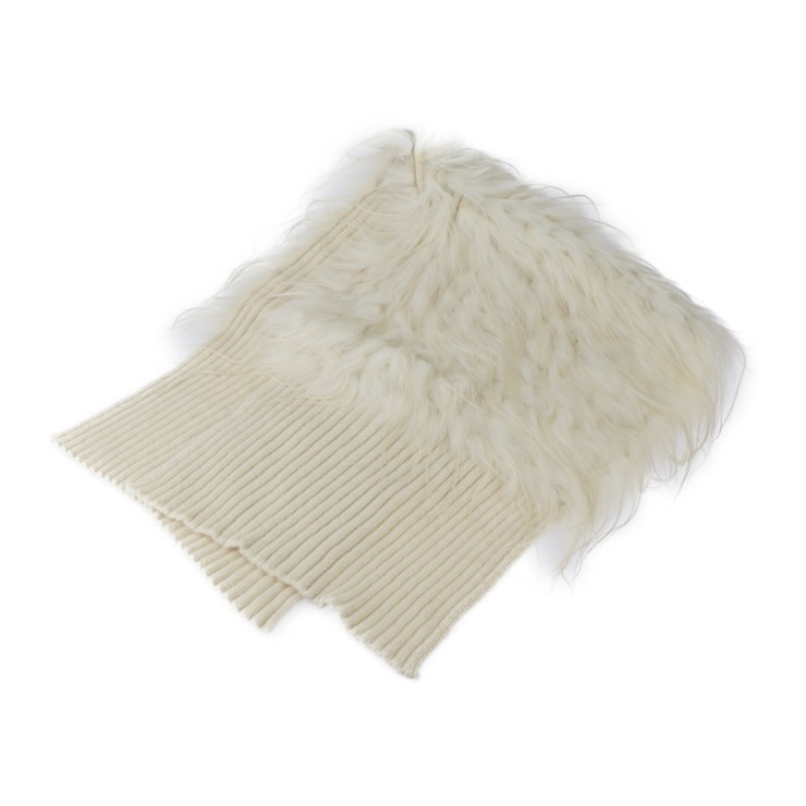 美品 Chloe クロエ マフラー 11AFE03-11A212 マフラー ウール ラクーンファー PALE YELLOW クリーム ストール 本物保証 中古