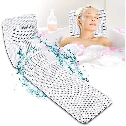 風呂 枕，お風呂グッズ，バスピロー女性の誕生日プレゼントのアイデアのための首と背中のサポートのための30の強力な吸盤を備えた浴槽用の全身バス枕 (Size :