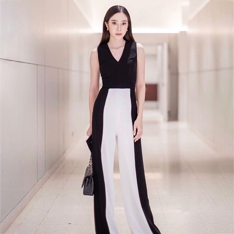 ボトムス パンツ ズボン オールインワンパンツ ノースリーブ Vネック ウエストマーク ロング丈 かわいい 大人可愛い きれいめ カジュアル 上品 おしゃれ かっこい 大人女子 こなれ感 きちんと