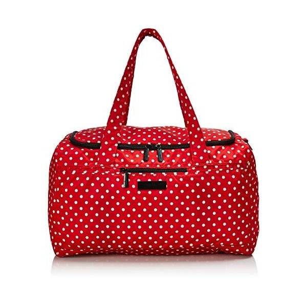 JuJuBe Starlet Large Overnight Duffle Bag， Onyx Collection - Black Ruby - Red/White Polka Dots 並行輸入品