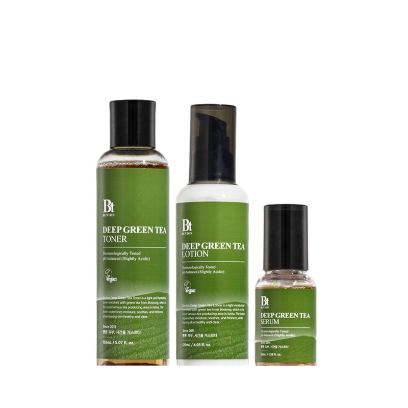 【ベントン】深緑茶3種セット（トナー150mL+ローション120mL+セラム35mL）