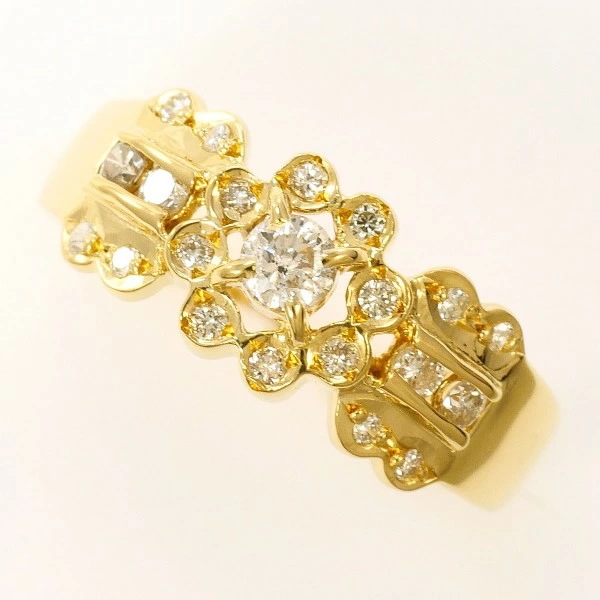 K18 18金 YG リング 12号 ダイヤ 0.30 中古