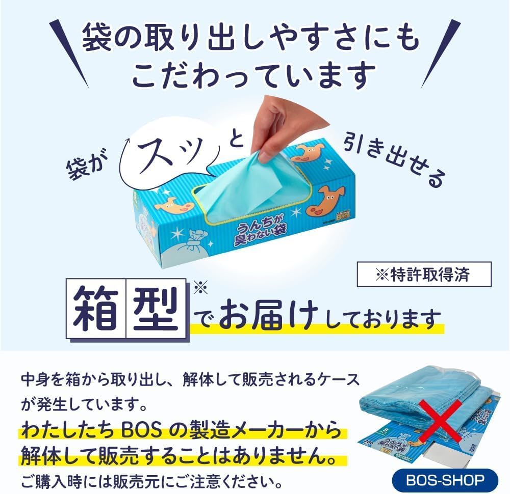 BOS ボス 防臭袋 ペット用 うんち処理袋 Sサイズ 200枚入 2個セット ブルー オリジナルティッシュ付き