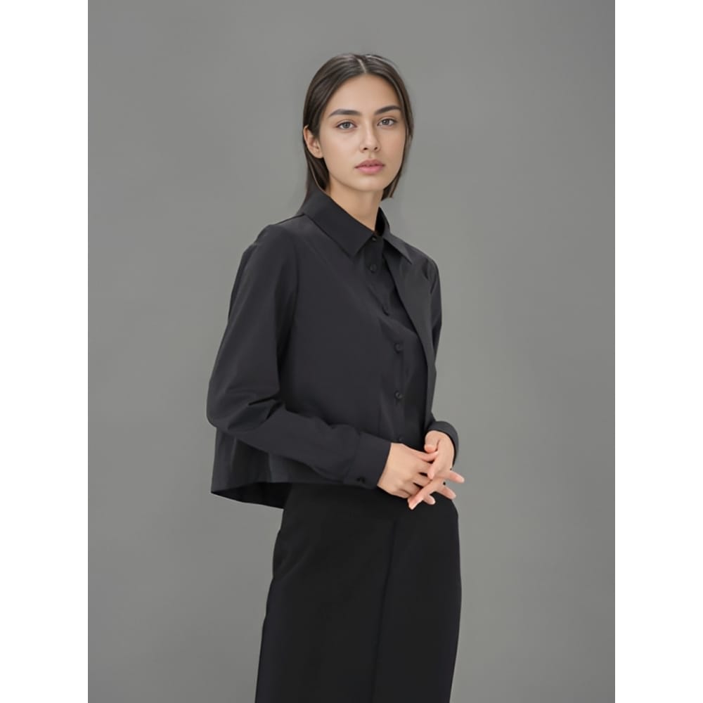 ACUD レイヤードクロップドシャツブラック