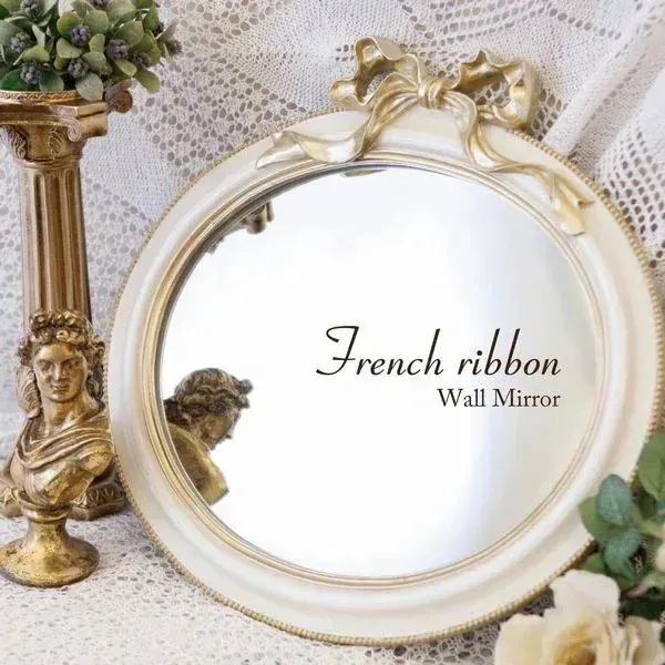 壁掛け鏡 ウォールミラー ミラー ドレッサー 家具 インテリア French Ribbon オーバル