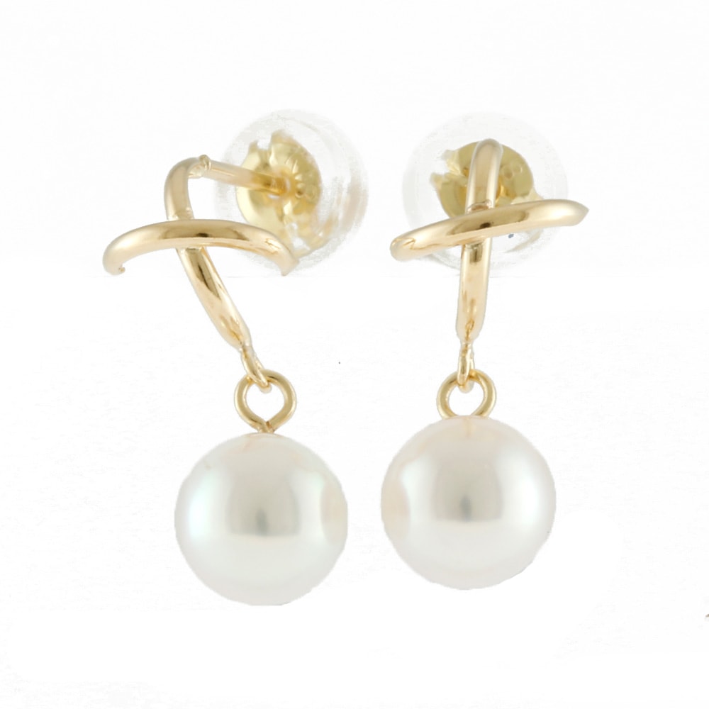 パール クロス ピアス 18金 K18ゴールド パール：2珠 新品