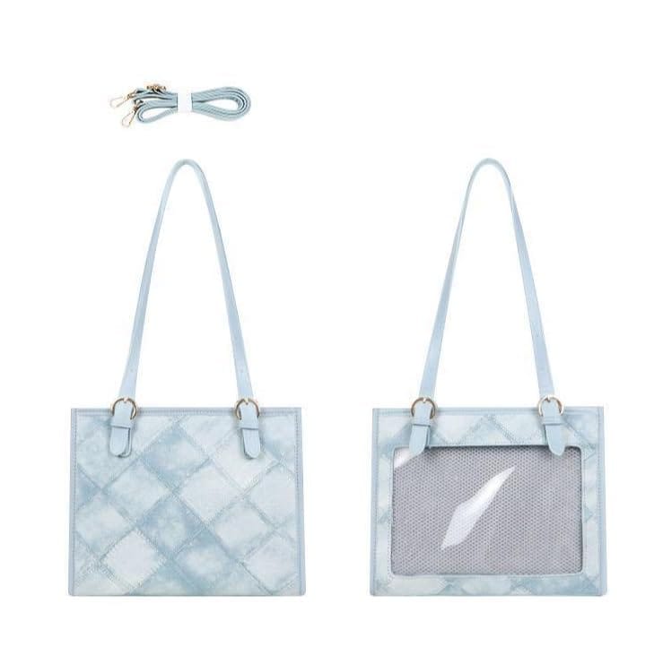 [ALL DAY Shining] 痛バッグ トートバッグ 推し活 バッグ 痛バック 痛バ バック ビニール デニム クリアポケット トートバック 大容量 シンプル ショルダーバッグ