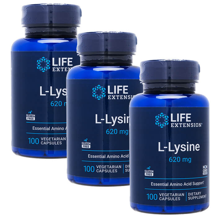 ライフエクステンション　L-Lysine620mg 100ベジカプセル 3本 Life Extension L-リジン LE 海外発送 日時指定不可 ヤマト国際便発送