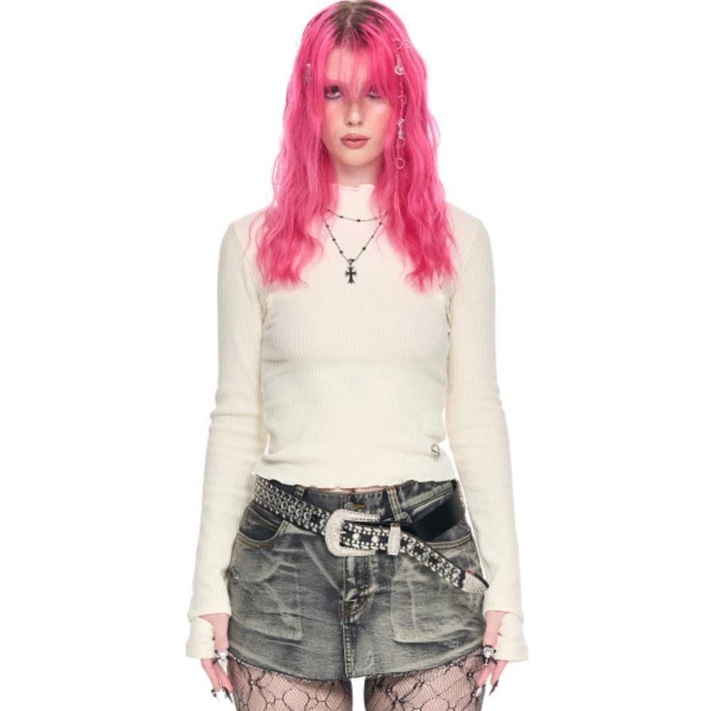 SCHISM INDUCING MOCK TURTLENECK KNIT IVORY SB7TS13IV