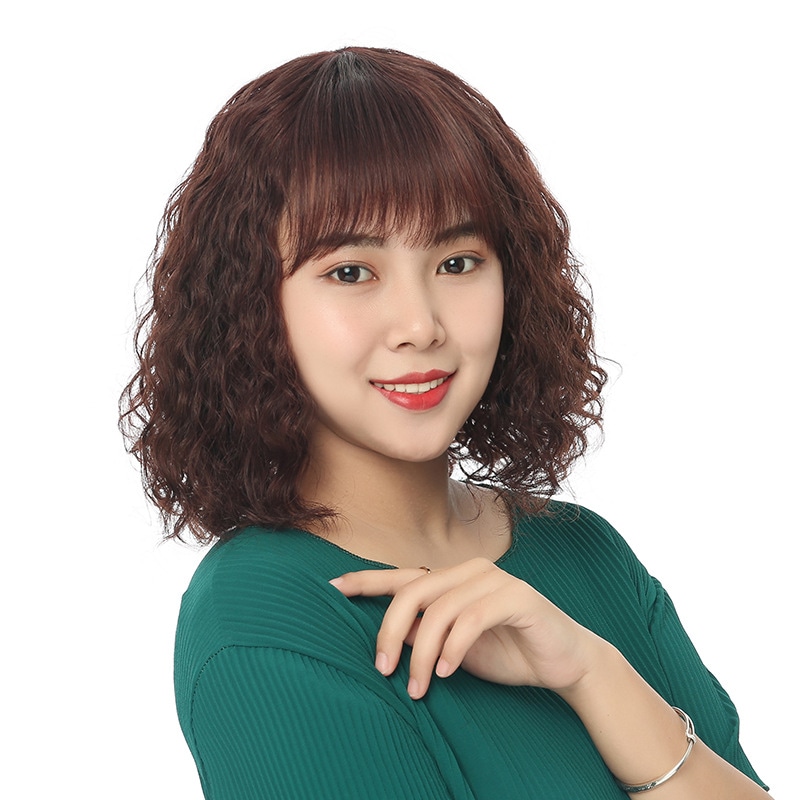 女性用ウィッグ ロングヘア ロング巻き毛 中高ママの本毛ヘアカバー ふわふわウールカール フルヘッドカバー ウィッグヘッドカバー