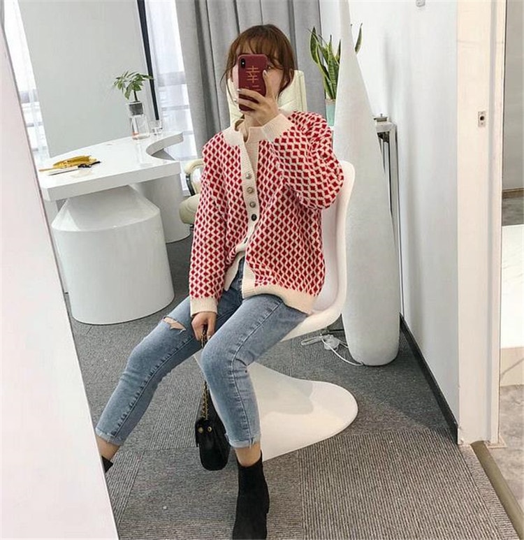 秋色を少しずつ取り入れておしゃれな ラウンドネック 百掛け ゆったりする 長袖 セーター カーディガン柔らかな生地でさらりめっちゃかわいい！