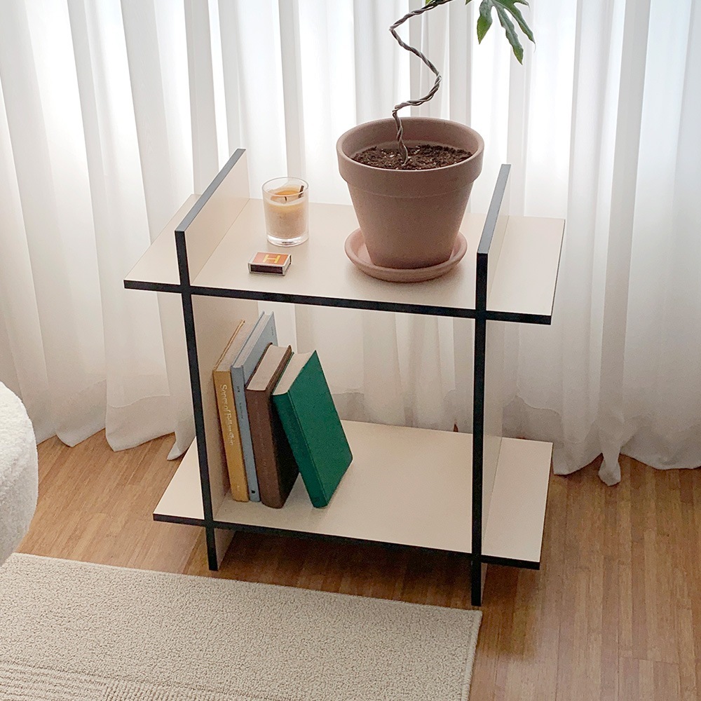 ビーエッジ2段ラック 韓国インテリア 収納 オブジェ 多様な活用 3色から選べる ホワイト バター ミックス MDF LPM 60×30×60cm 16,279円