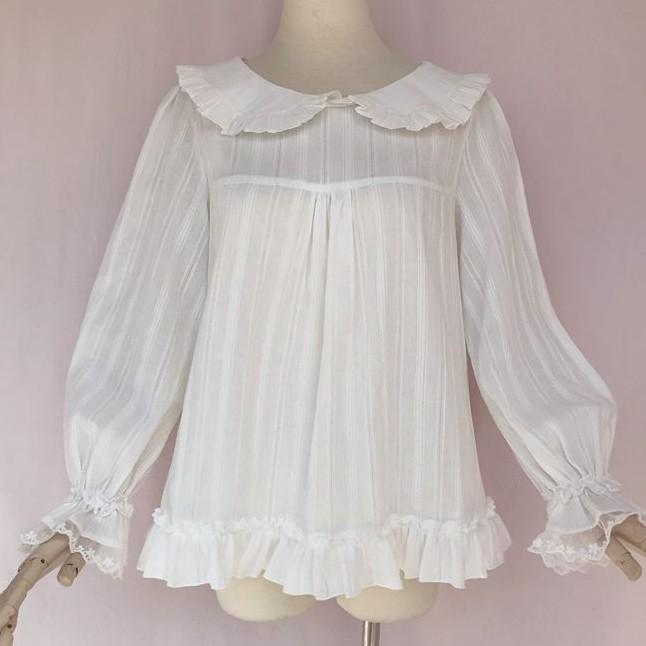 ロリータ ブラウス レディース 長袖 秋春 かわいい 着心地快適 ホワイト M L XL
