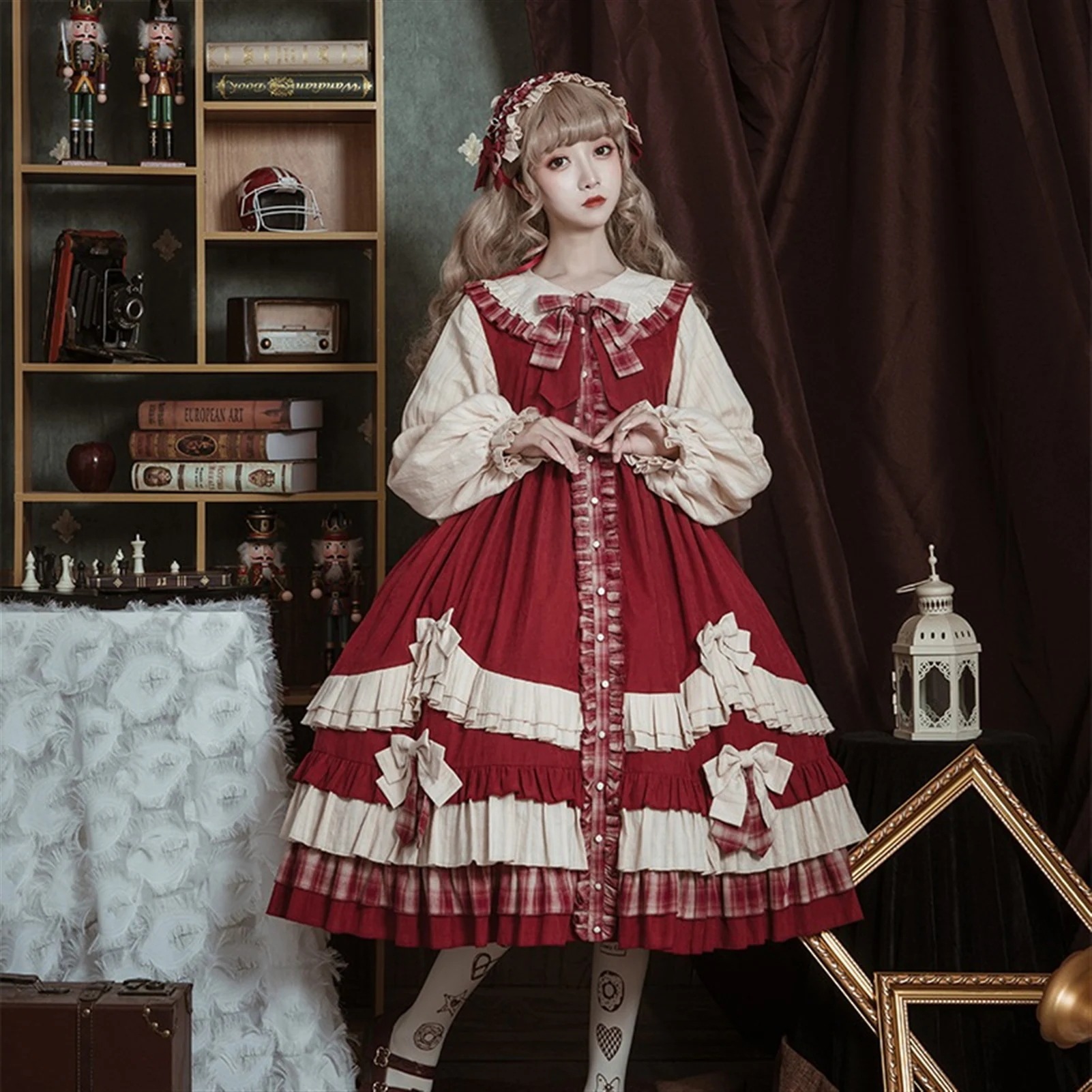 ロリータ ワンピース 春 長袖 洋服 コスプレ かわいい ガールズ リボン 蝶結び