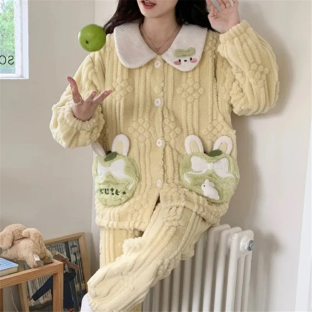 マタニティ パジャマ 冬 モコモコ うさぎ かわいい おしゃれ 長袖 マタニティ ルームウェア 授乳口 付き ウエスト調節 パジャマ 上下セット マタニティ パジャマ ギフト パンツ トップス かわい