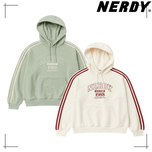 NERDY公式正規品 フードトレーナー line arch logo pullover hoodie