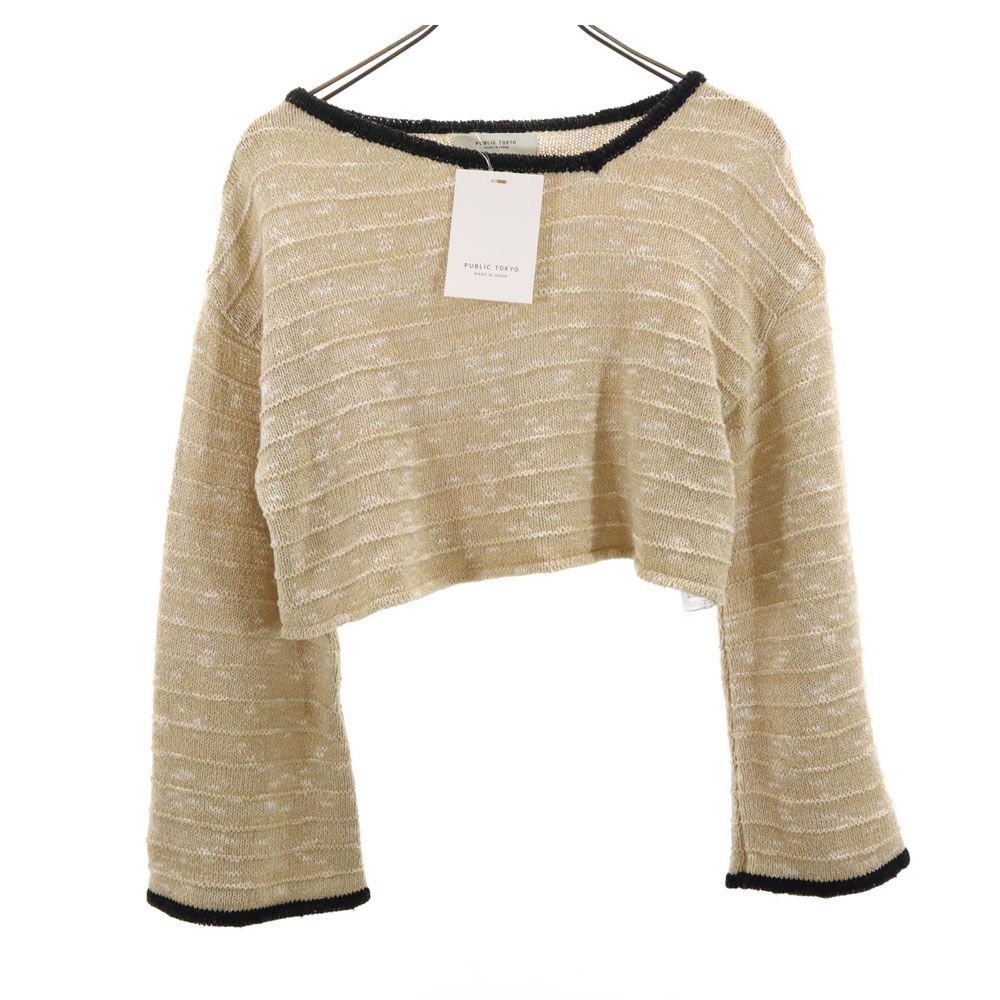 未使用 日本製 NIIGATA 長袖 セーター FREE ベージュ系 スラブ ニット タグ付き レディース 7,987円