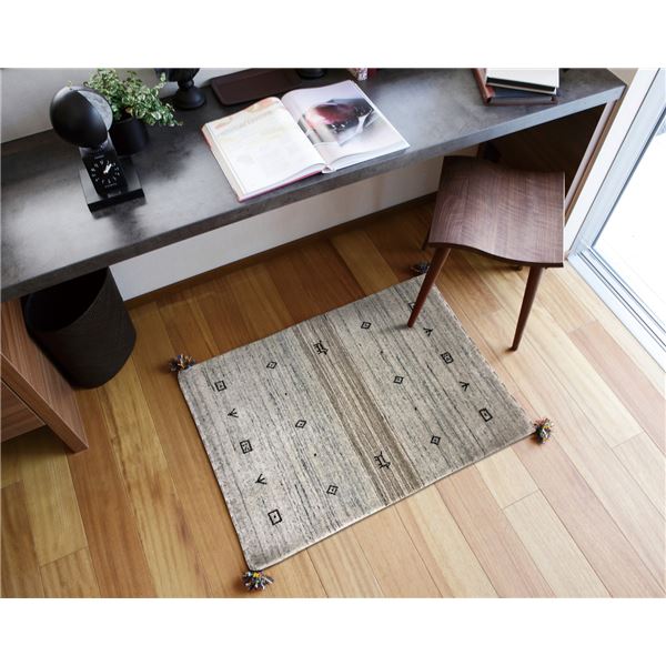 ラグマット 絨毯 約60×90cm L16 ニュージーランドウール100％ 保温性 調湿効果 オールシーズン対応 ギャッベ リビング