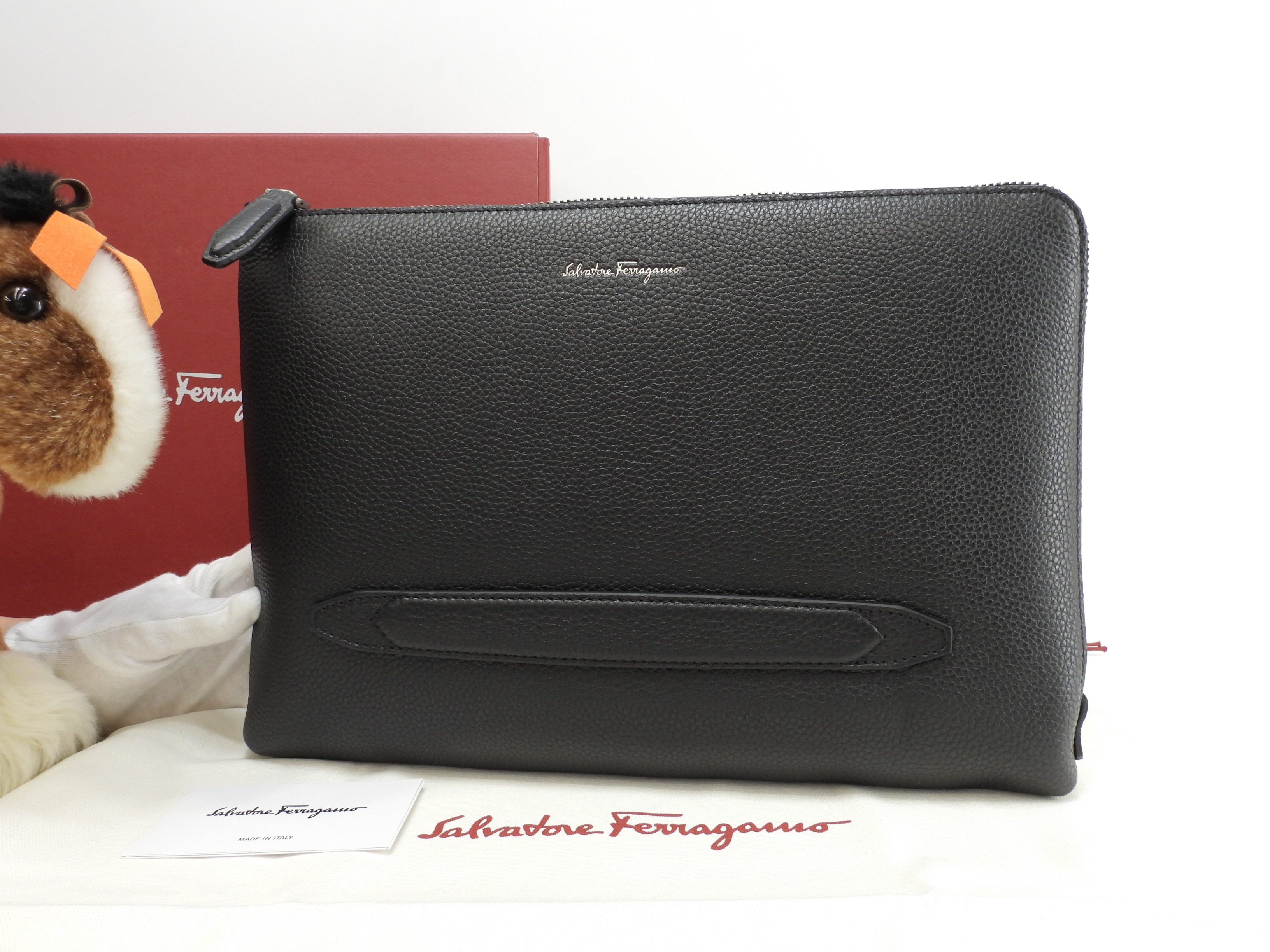 クラッチバッグ レザー黒 ドキュメントケース 新品@FB-240742