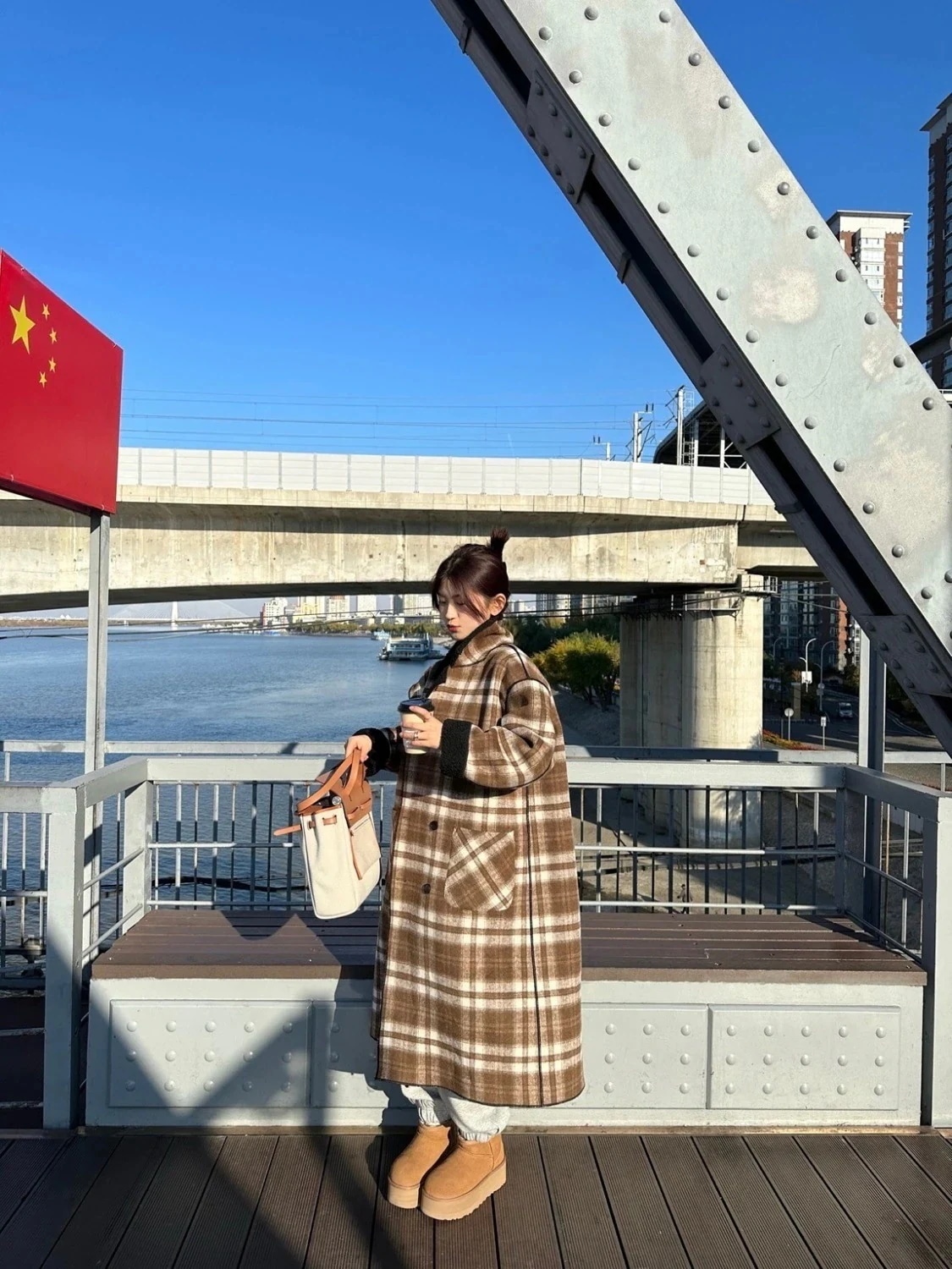 セミ ロング チェック ラシャアウター 韓国ファッション 気質 着痩せ テーラー ドレディース コート