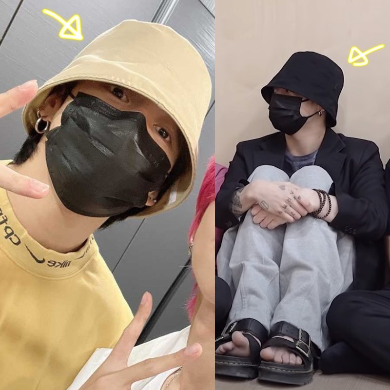 ジョングク 着用 バケットハット Stud drop over fit bucket hat