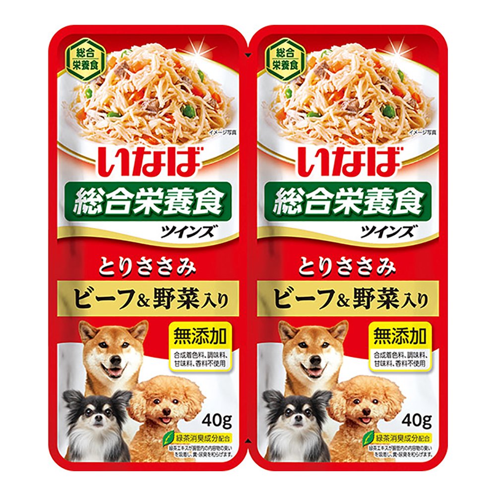 いなば　ツインズ　とりささみ　ビーフ＆野菜入り　８０ｇ（４０ｇX２）X４８個　ＣＲＣ45―08―20―24―00