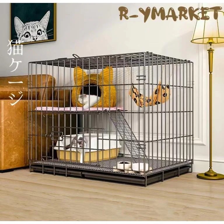 組立簡単 掃除しやすいネコ用ゲージ 錆びない キャットハウス 大型 折り畳み式 猫用ケージ コンパクト高さ 多頭飼い