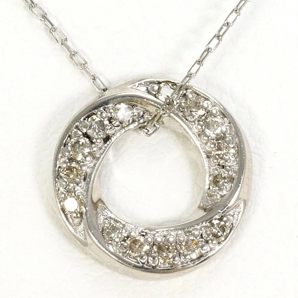 K10 10金 WG ホワイトゴールド ネックレス ダイヤ 0.10 ジュエリー 中古